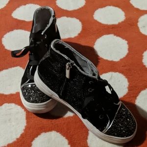 Girls adorable velvet and glitter high tops
